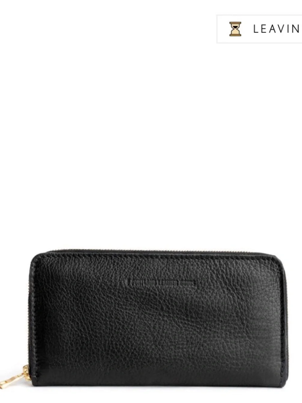 NWOT Portland Leather Goods PLG Accordion Zip Wallet in Pebbled Black